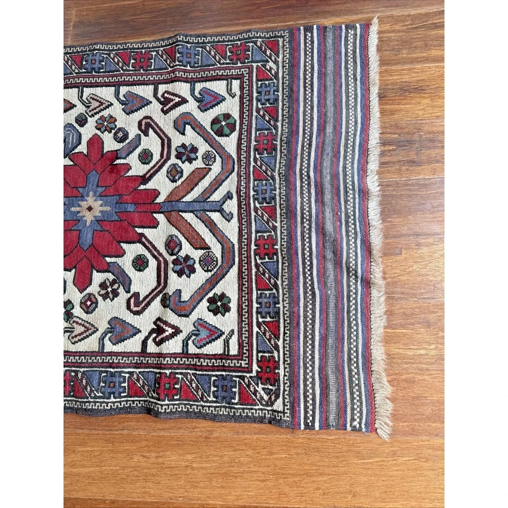 Kilim Wool‎ Foot Runner Caucasian Flatweave Rug Boho Decor 74 x 35 in